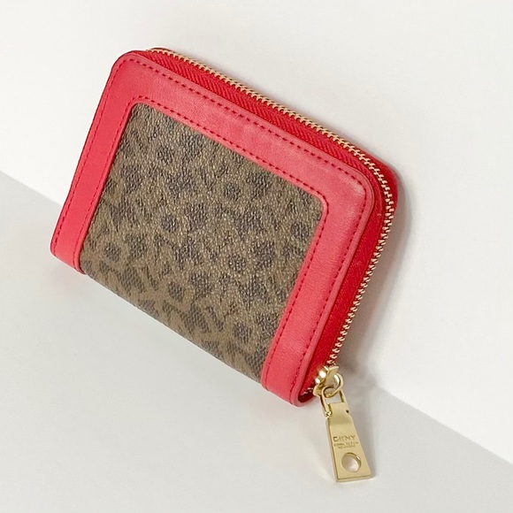 DKNY Zip Around Red Classic Logo Leather Wallet - Picture 4 of 7